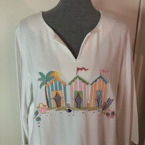 Quacker Factory Beach Hut Design Tunic in XL - NWT